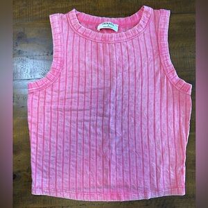 Pink Distressed Tank Top zenana size L nwot